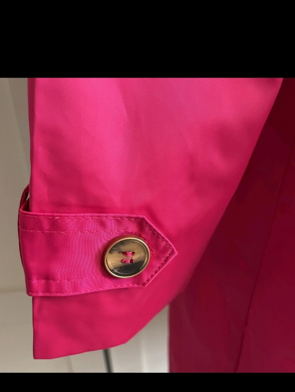 Women's Bright Fuchsia Trench Coat with Tie Belt Chico's Trench Rain Coat Sz 1 - Picture 2 of 7
